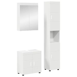 vidaXL Badezimmerm&ouml;bel-Set mit Regal mit T&uuml;r TULUM Wei&szlig; Holzwerkstoff