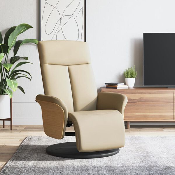vidaXL Relaxsessel mit Fu&szlig;teil Creme Stoff