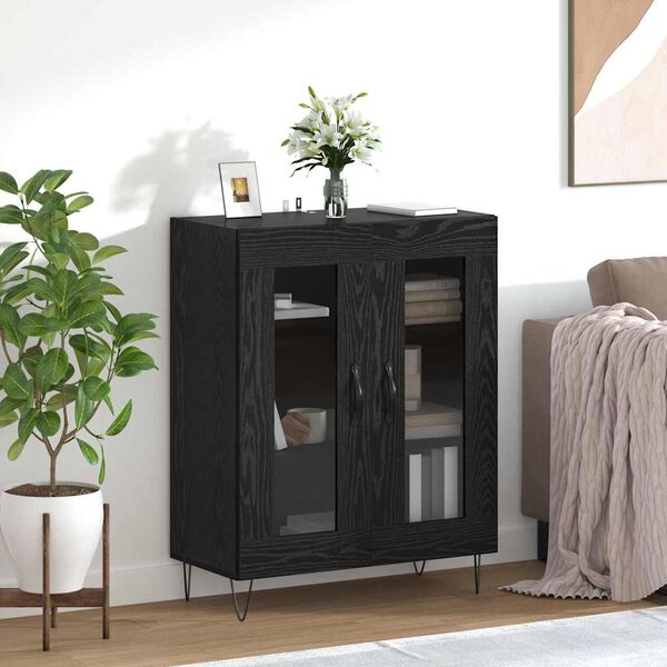 vidaXL Sideboard Schwarz Eichen-Optik 69,5 x 34 x 90 cm Holzwerkstoff