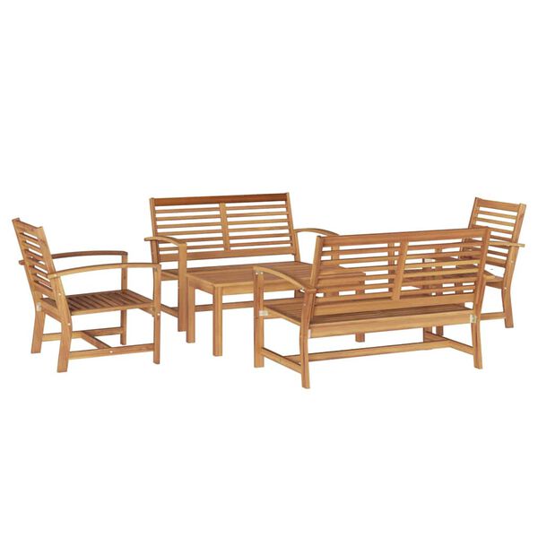 vidaXL Garten-Sofa-Set Natur Teak-Massivholz