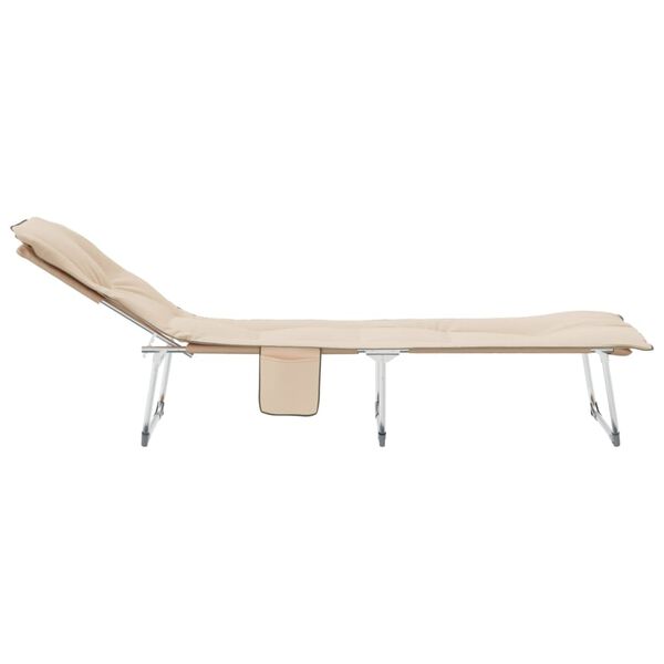 vidaXL Sonnenliege Klappbar Beige Stoff