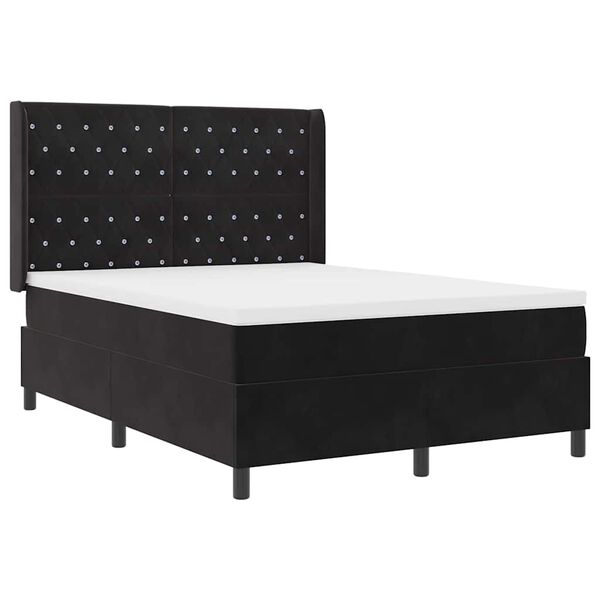 vidaXL Boxspringbett mit Matratze Schwarz 140 x 190 cm Samt