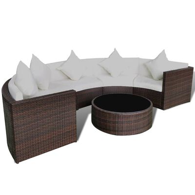 vidaXL 6-tlg. Garten-Lounge-Set mit Auflagen Poly Rattan Braun