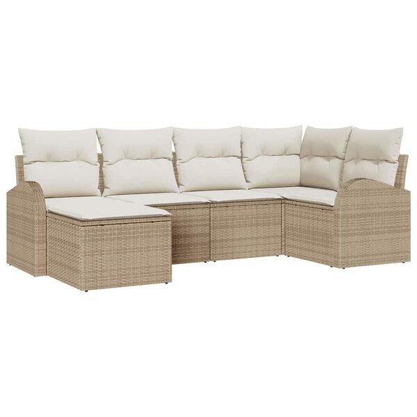 vidaXL Gartensofa-set 6 pcs Beige Poly-Rattan
