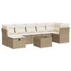 vidaXL 7-tlg. Garten-Sofagarnitur mit Kissen Beige Poly Rattan