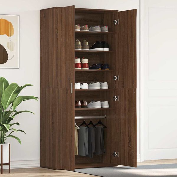 vidaXL Schuhschrank mit T&uuml;r Braun 80 x 39 x 180 cm Holzwerkstoff