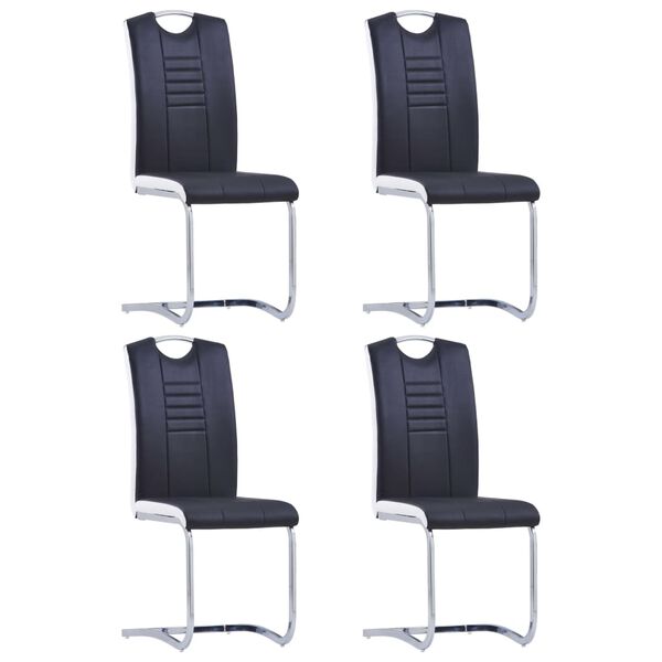 vidaXL Freischwinger 4 Stk. Schwarz Kunstleder