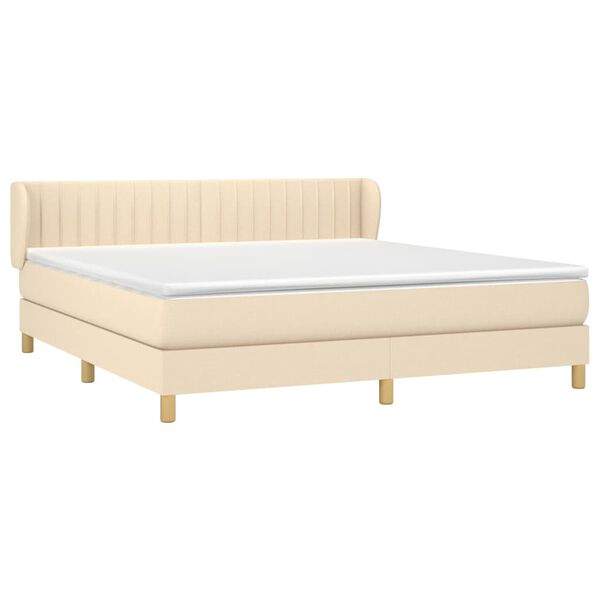 vidaXL Boxspringbett mit Matratze Creme 180x200 cm Stoff