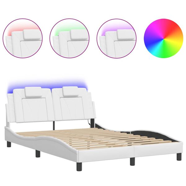 vidaXL Bettgestell "Viana" mit LED ohne Matratze Wei&szlig; 120x200 cm