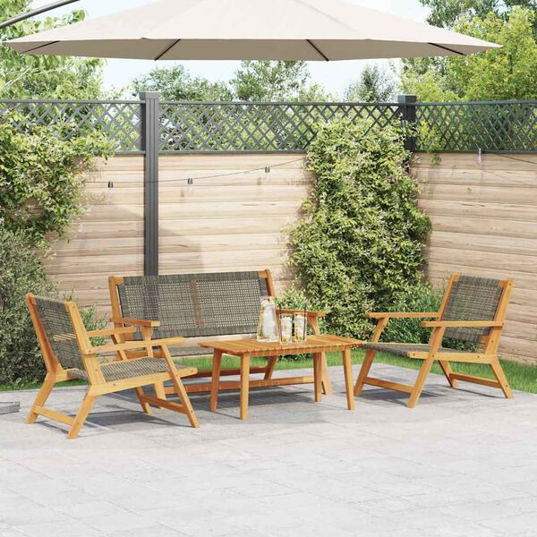 vidaXL Gartenstühle mit Tisch 4 pcs Grau 90 x 45 x 40 cm