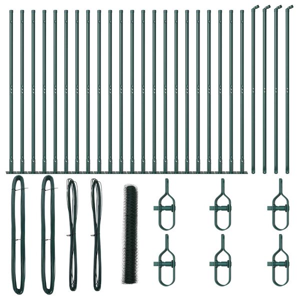 vidaXL Zaunpfosten Gr&uuml;n 50 x 1,2 m (50 mm Gitter) Stahl und PVC