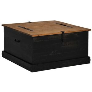 vidaXL Truhe HALDEN Schwarz 91x91x47 cm Massivholz Kiefer