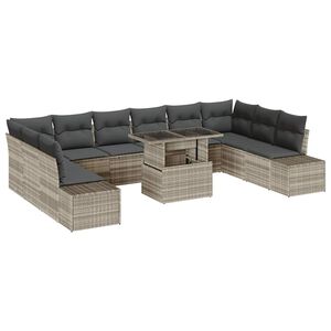 vidaXL Gartensofa-set 11 stk. Hellgrau Poly-Rattan