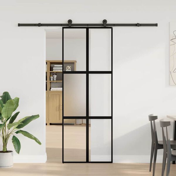 vidaXL Schiebet&uuml;r mit Beschlag 76x205 cm Hartglas & Aluminium