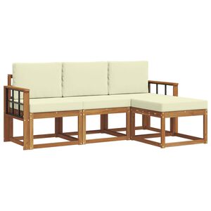 vidaXL Outdoor-Sofagarnitur mit Kissen 4 pcs Natur und Creme