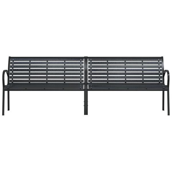 vidaXL Doppel-Gartenbank Schwarz 231 cm Stahl und WPC