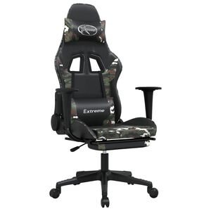 vidaXL Gaming-Stuhl mit Fu&szlig;st&uuml;tze Schwarz und Tarnfarben Kunstleder