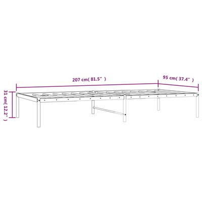 vidaXL Bettgestell Metall Weiß 90x200 cm