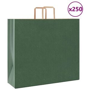 vidaXL Papiertragetaschen 250 Stk. mit Henkeln Gr&uuml;n 54x15x49 cm