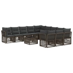 vidaXL Gartensofa-set 12 stk. Grau Poly-Rattan