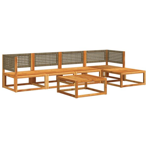 vidaXL 6-tlg. Gartensofa-Set mit Kissen Holz Akazie & Rattan