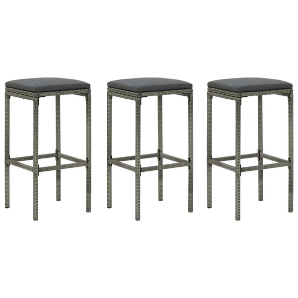 vidaXL 4-tlg. Gartenbar-Set mit Kissen Grau