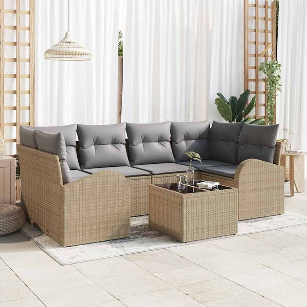 vidaXL Gartensofa-set Beige 55 x 55 x 37 cm Poly-Rattan