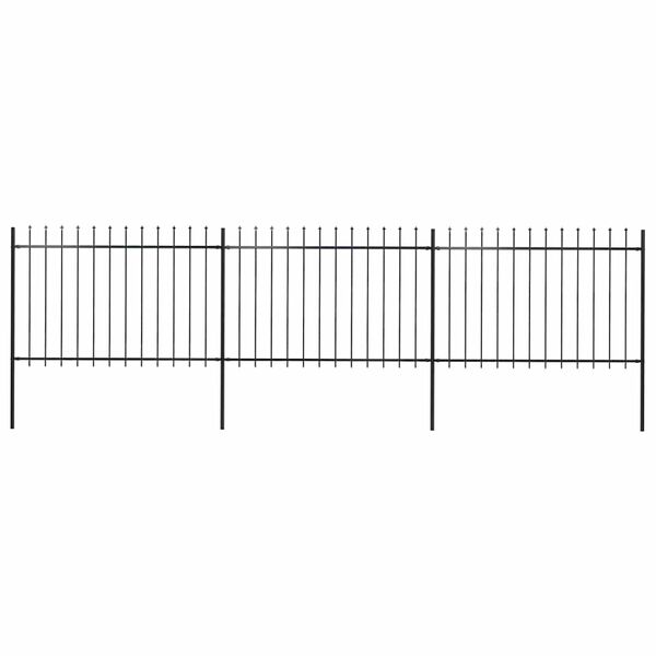 vidaXL Gartenzaun mit Speerspitze Stahl 537 x 120 cm Schwarz