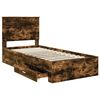 vidaXL Bettrahmen Ger&auml;ucherte Eiche 90 x 190 cm Holzwerkstoff