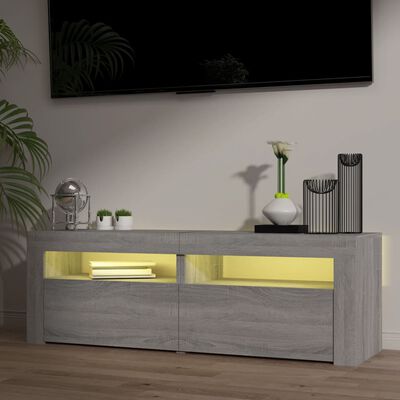 vidaXL TV-Schrank mit LED-Leuchten Grau Sonoma 120x35x40 cm