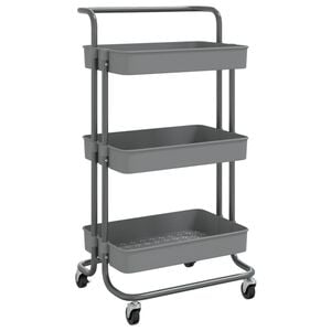 vidaXL K&uuml;chenwagen 3 Etagen Grau 42x35x85 cm Eisen und ABS