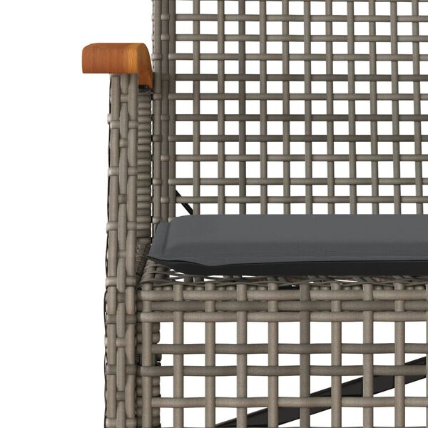 vidaXL 3-tlg. Garten-Essgruppe mit Kissen Grau Poly Rattan