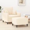 vidaXL Sessel mit Hocker Creme 60 cm Samt