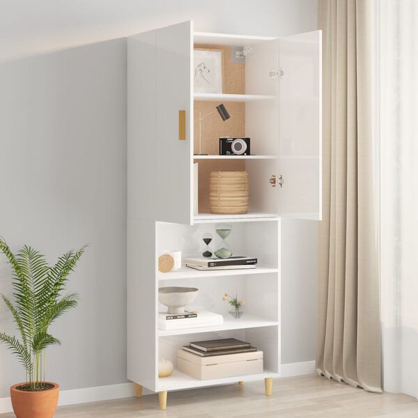 vidaXL H&auml;ngeschrank Hochglanz-Wei&szlig; 69,5x34x90 cm
