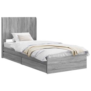 vidaXL Bettgestell mit Stauraum und Kopfteil Grau Sonoma 100 x 200 cm