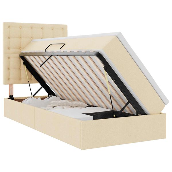 vidaXL Bett mit Stauraum und LED mit LED Creme 100 x 200 cm Polyester