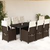 vidaXL 9-tlg. Garten-Essgruppe mit Kissen Braun Poly Rattan