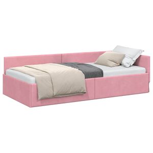 vidaXL Eckbettgestell Rosa 90 x 190 cm Samt