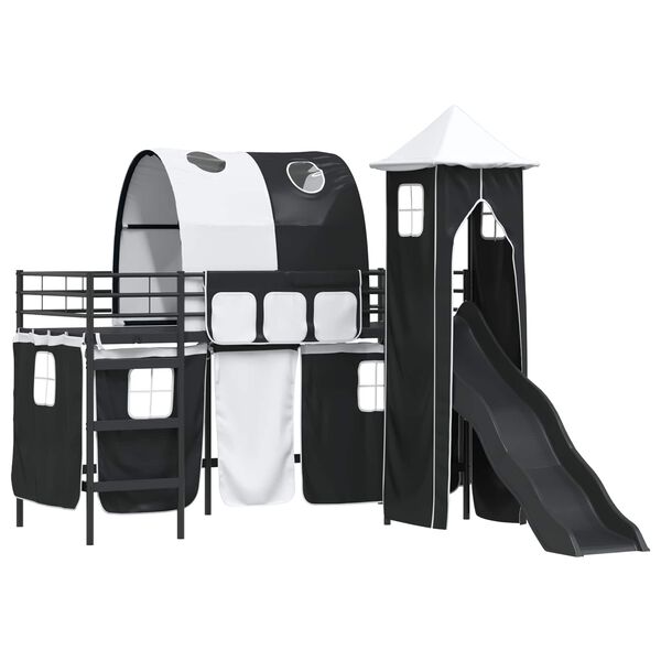 vidaXL Kinderloftbett Schwarz 74,5 x 190 cm Metall