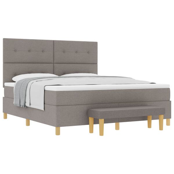 vidaXL Boxspringbett mit Matratze Taupe 180 x 200 cm Stoff