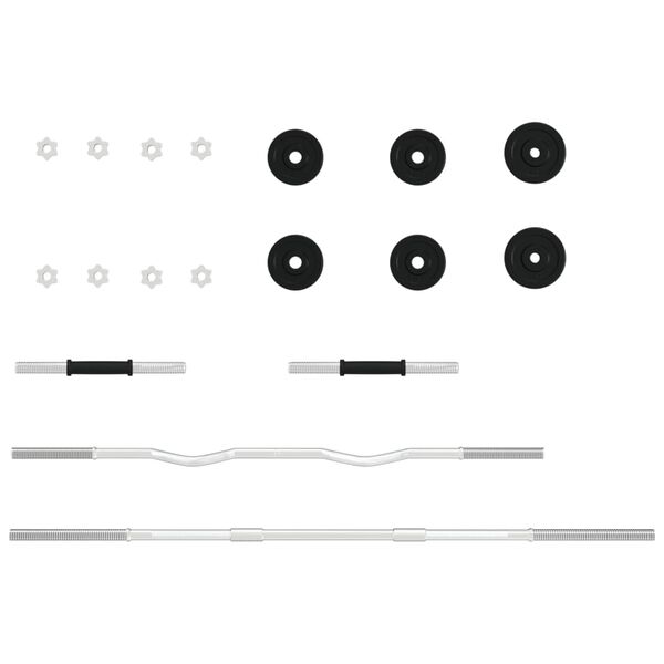 vidaXL Langhantel und Kurzhantel Set 30 kg Gusseisen