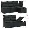vidaXL 5-tlg. Garten-Sofagarnitur mit Kissen Schwarz Poly Rattan