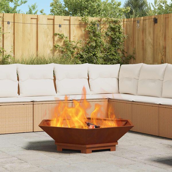 vidaXL Feuerstelle Braun 100 x 100 x 28 cm Wetterfeststahl