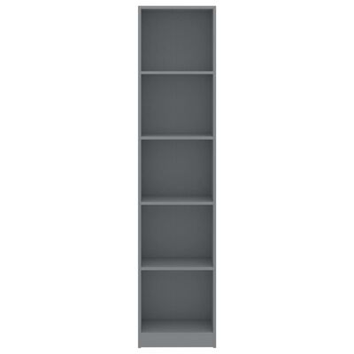 vidaXL Bücherregal 5 Fächer Grau 40x24x175 cm Holzwerkstoff