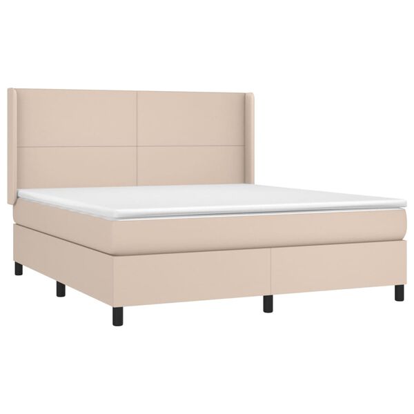 vidaXL Boxspringbett Matratze Cappuccino-Braun 180x200 cm Kunstleder