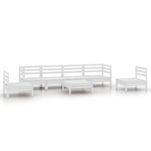 vidaXL 7-tlg. Garten-Lounge-Set Wei&szlig; Massivholz Kiefer