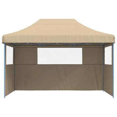 vidaXL Partyzelt Faltbar Pop-Up mit 3 Seitenteilen Beige