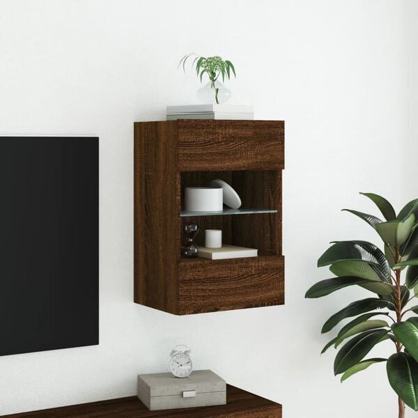 vidaXL TV-Wandschrank mit LED-Leuchten Braun Eichen-Optik 40x30x60,5cm