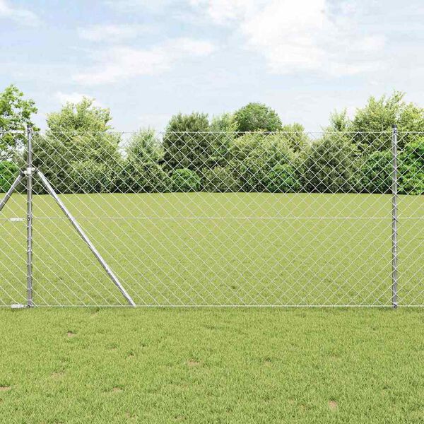 vidaXL Zaunpfosten Silber 10 x 1 m (60 x 60 mm Maschen) Stahl