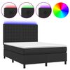 vidaXL Boxspringbett mit Matratze & LED Schwarz 140x190 cm Kunstleder